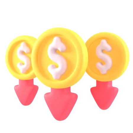 Dollar Down  3D Icon