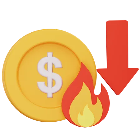 Dollar Down  3D Icon