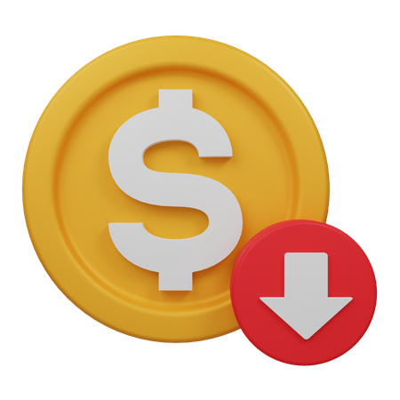 Dollar Down  3D Icon