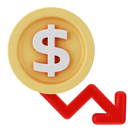 Dollar Down  3D Icon