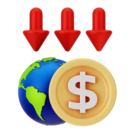 Dollar Down  3D Icon