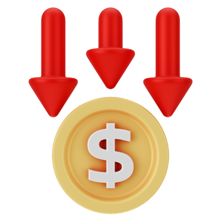 Dollar Down  3D Icon