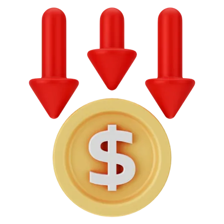 Dollar Down  3D Icon