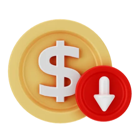 Dollar Down  3D Icon