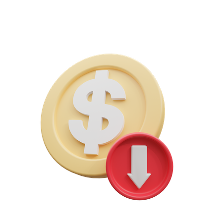 Dollar Down  3D Icon