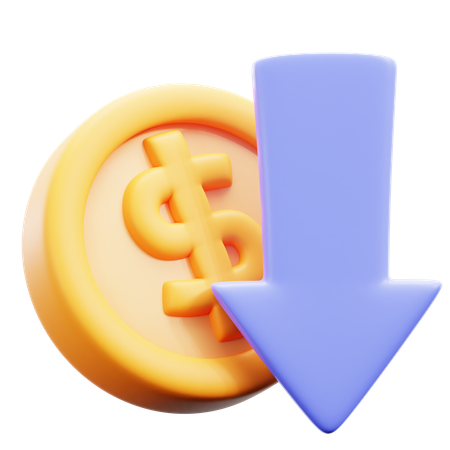 Dollar Down  3D Icon