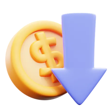 Dollar Down  3D Icon