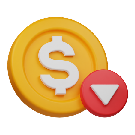 Dollar Down  3D Icon