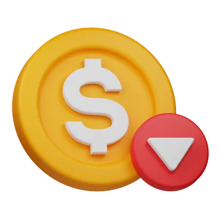 Dollar Down  3D Icon