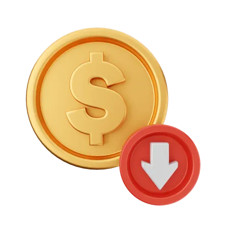 Dollar Down  3D Icon