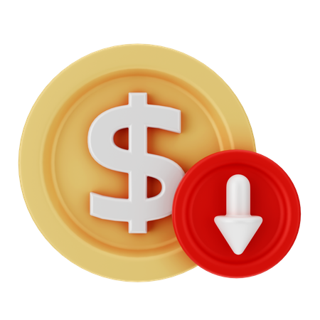 Dollar Down  3D Icon