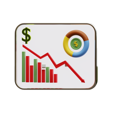 Dollar Down Financial Chart  3D Icon