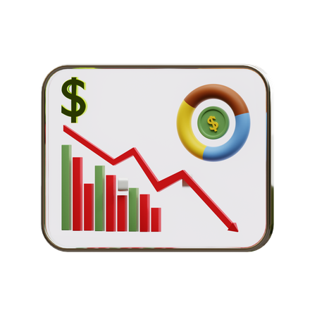 Dollar Down Financial Chart 3D Icon