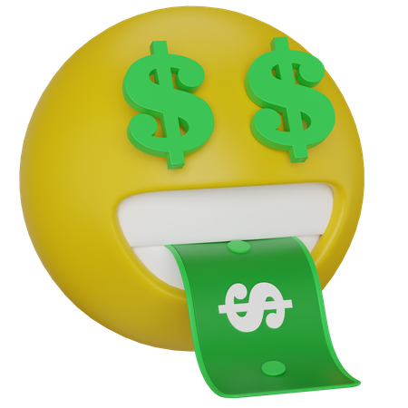 Visage emoji dollar  3D Icon