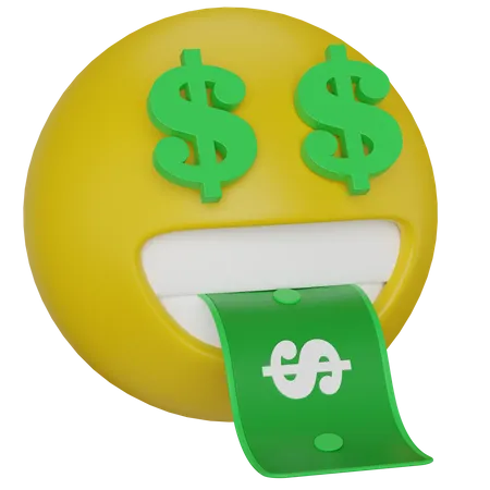 Money Dollar Emoji Face 3D Icon