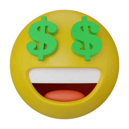 Money Dollar Emoji Face 3D Icon