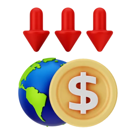 Dollar en baisse  3D Icon
