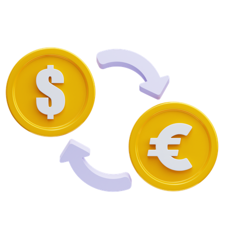 Dollar en euro  3D Icon