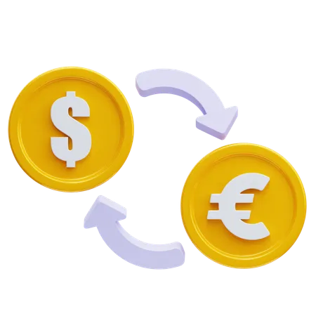 Dollar en euro  3D Icon