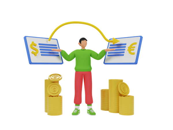 Dollar exchange  3D Illustration