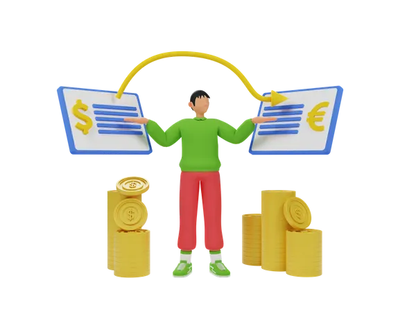 Dollar exchange  3D Illustration