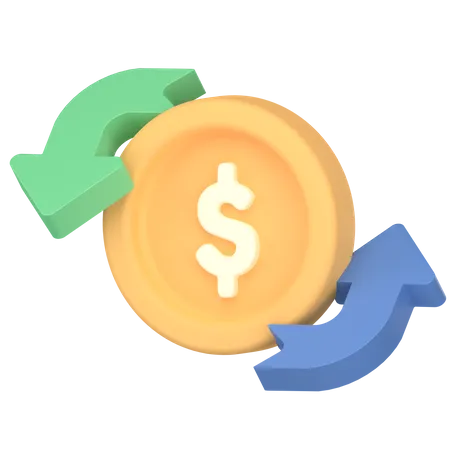 Money And Coin In Exchange 3D Icon