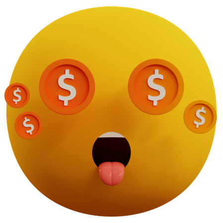 Dollar Eyes Emoticon  3D Icon