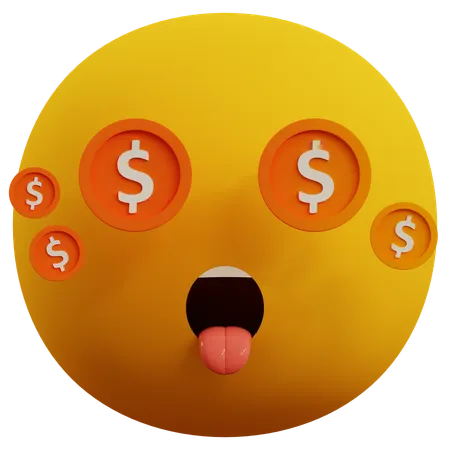 Dollar Eyes Emoticon  3D Icon