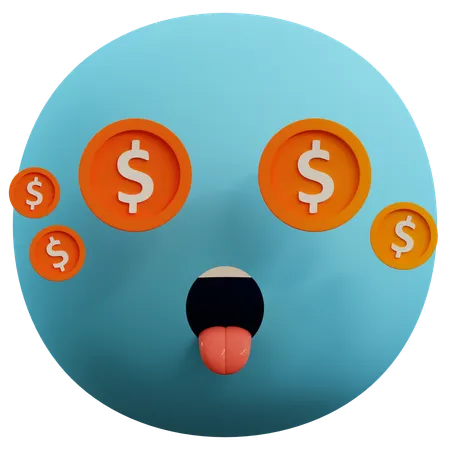 Dollar Eyes Emoticon  3D Icon