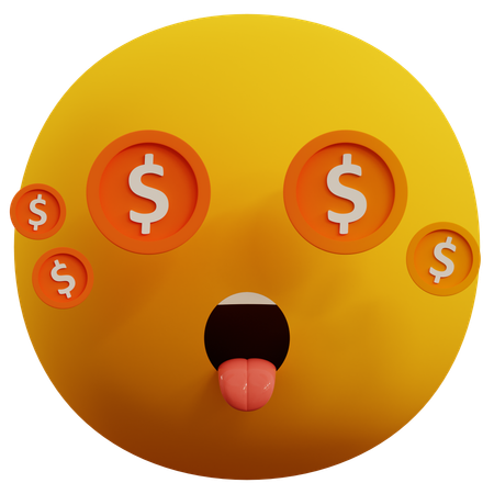 Dollar Eyes Emoticon  3D Icon