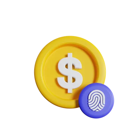 Coin Usd And Fingerprint Icon 3D Icon