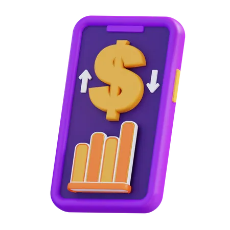 3 D Illustration Mobile Preview Financial Graph 3D Icon