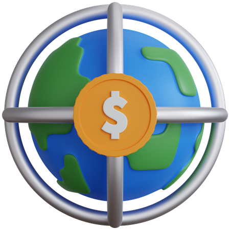 Dollar Globe  3D Icon