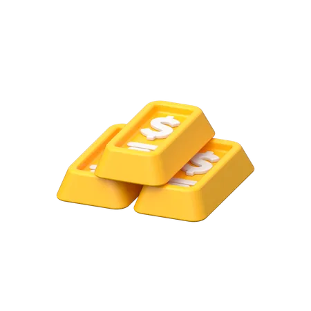 Dollar Gold Bars  3D Icon