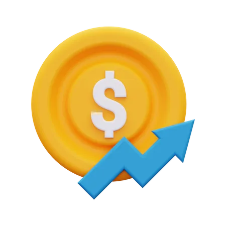 3 D Increase Money Icon 3D Icon