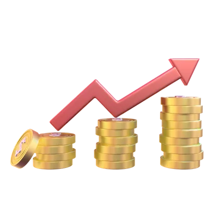 Visualize Financial Success With This 3 D Rising Stonks With Dollar Coin Stack Illustration 3D Icon