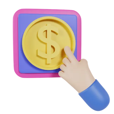 Dollar Hand Click  3D Icon