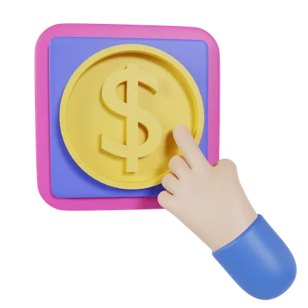 Dollar Hand Click 3D Icon