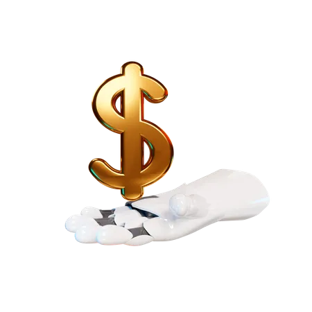 Dollar Holding Hand Gesture  3D Illustration