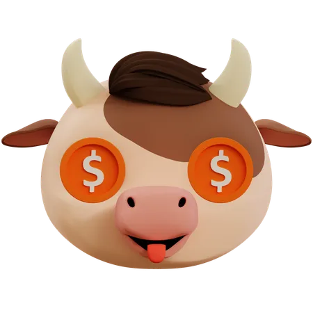 Dollar In Cow Eyes Emoji  3D Icon
