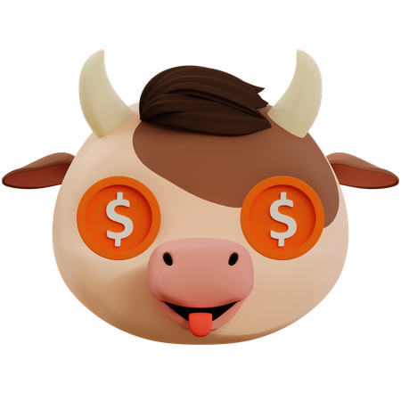 Dollar In Cow Eyes Emoji  3D Icon