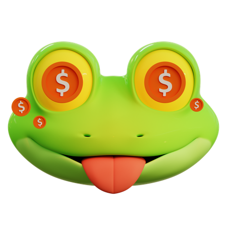 Dollar In Cute Frog Eyes Emoji  3D Icon