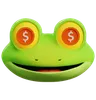 Dollar In Cute Frog Eyes Emoticon