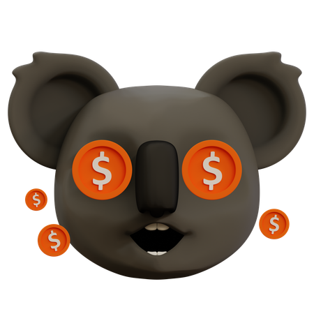 Dollar In Cute Koala Eyes Emoji  3D Icon