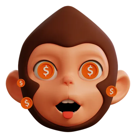 Dollar In Cute Monkey Eyes  3D Icon
