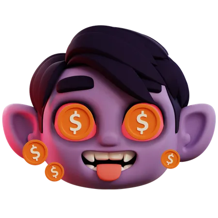Dollar In Cute Vampire Eyes  3D Icon