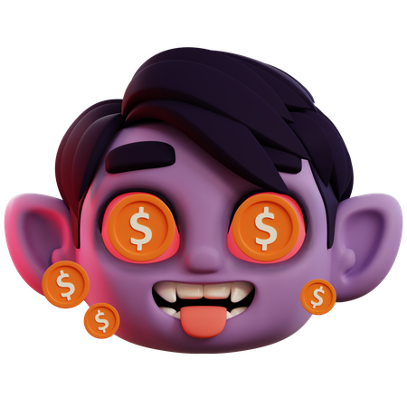 Dollar In Cute Vampire Eyes  3D Icon