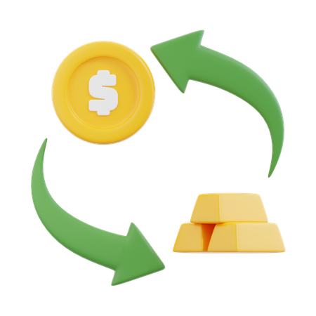 Dollar in Gold umtauschen  3D Icon