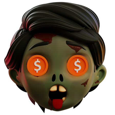 Dollar in Zombieaugen-Emoji  3D Icon