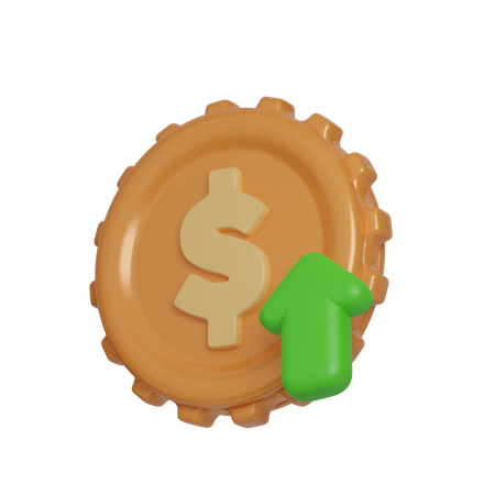 Dollar Increase Coin  3D Icon
